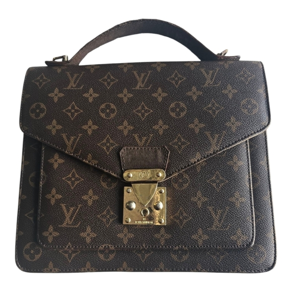 $1700 Louis Vuitton Monogram Monceau 28 Handbag Unisex Brown Small Leather - Picture 4 of 15